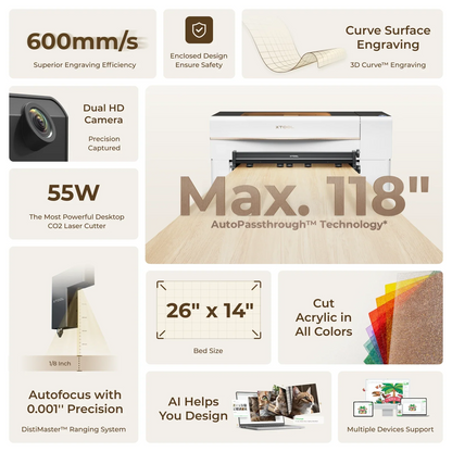 xTool P2 55W Desktop CO2 Laser Cutter (2yr warranty)